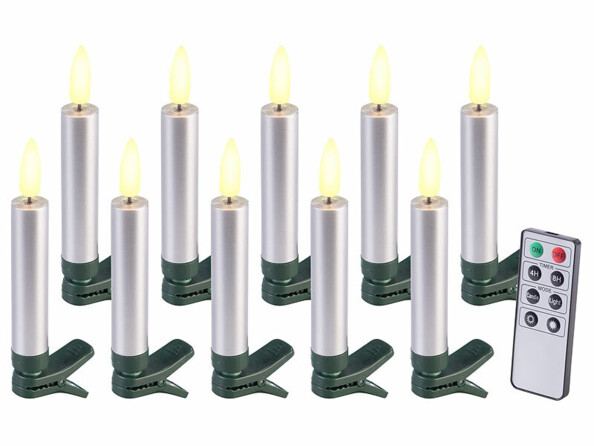 10 bougies LED télécommandées effet flamme pour sapin de Noël 