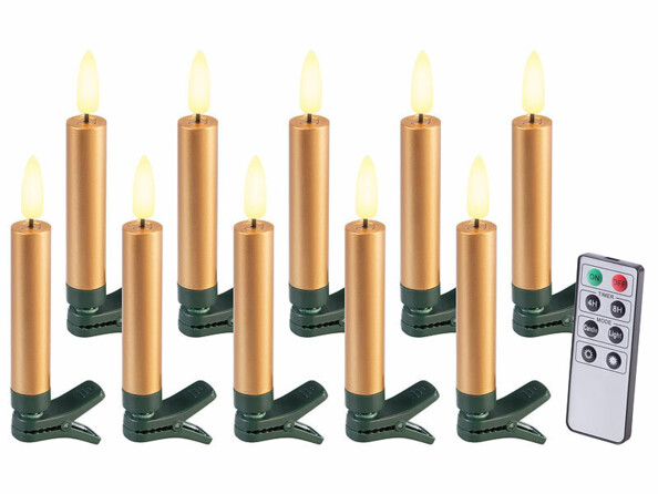 10 bougies LED télécommandées effet flamme pour sapin de Noël 