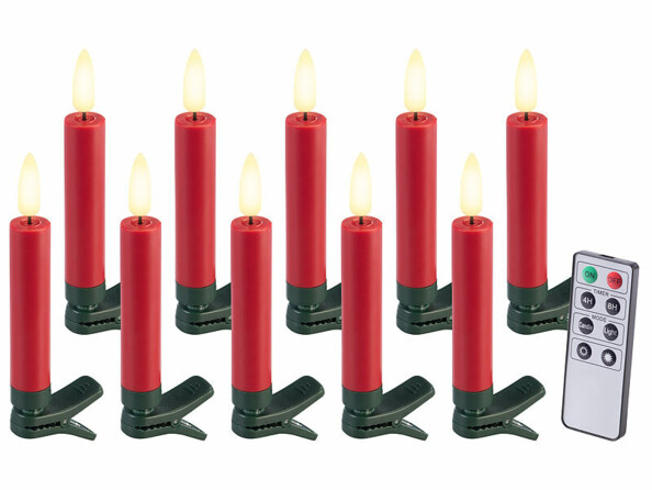 10 bougies LED télécommandées effet flamme pour sapin de Noël 