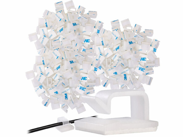 100 supports pour câbles autocollants coloris blanc