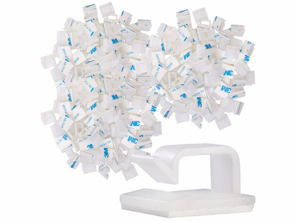 100 supports pour câbles autocollants coloris blanc