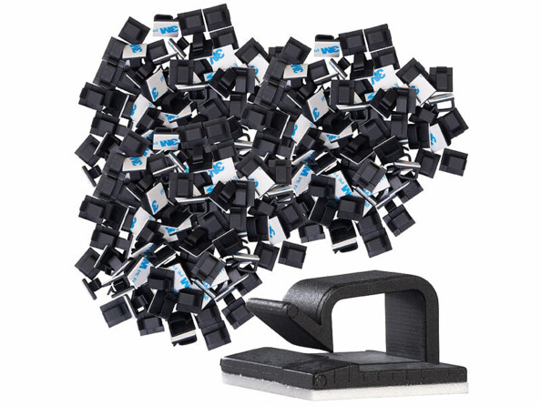 100 organiseurs pour câbles autocollant - coloris noir