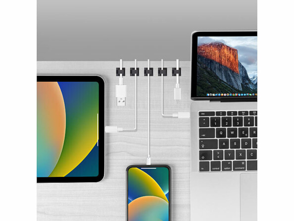 100 organisateurs pour câbles autocollants - coloris noir