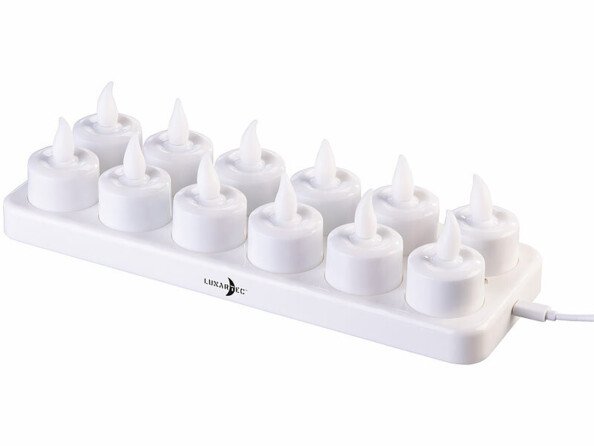 12 bougies chauffe-plat LED rechargeables avec photophores