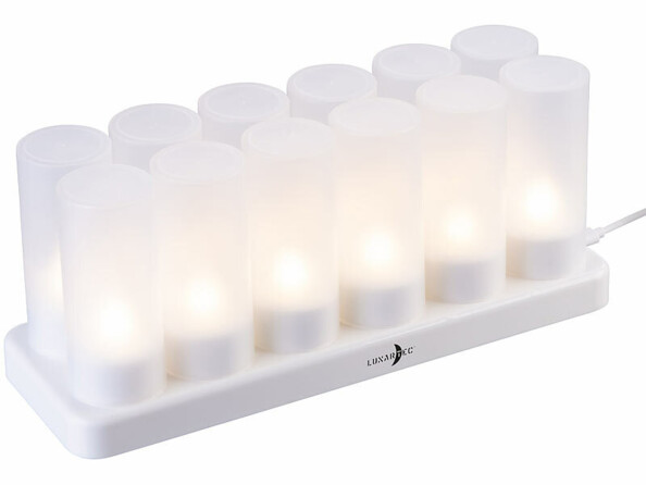 12 bougies chauffe-plat LED rechargeables avec photophores
