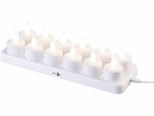 12 bougies chauffe-plat LED rechargeables avec photophores