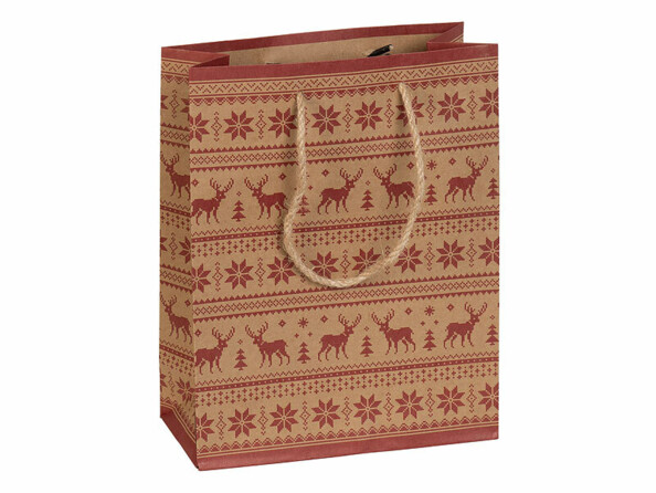 12 sacs cadeaux en papier kraft avec motif de Noël 23 x 18 x 8 cm
