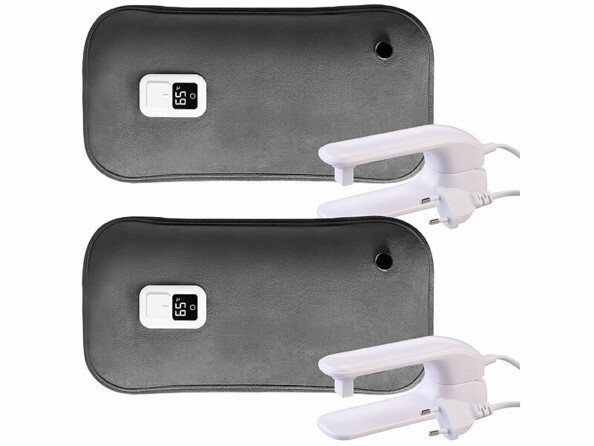 Pack de 2 grandes bouillottes électriques en velours à 3 niveaux de température de la marque infactory