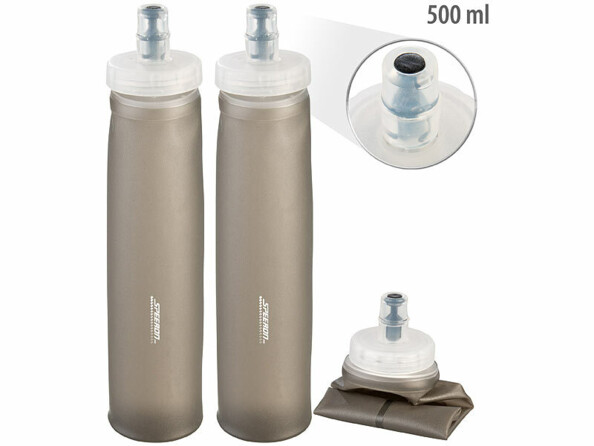 Pack de 2 gourdes pliables sans BPA 500 ml coloris anthracite de la marque Speeron