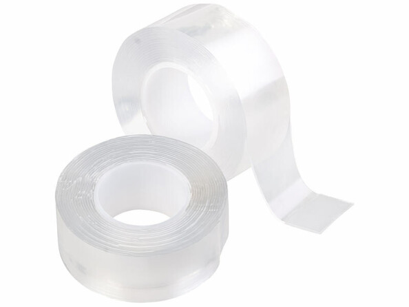 2 rubans adhésifs acryliques double face transparents 2,5 cm x 3 m