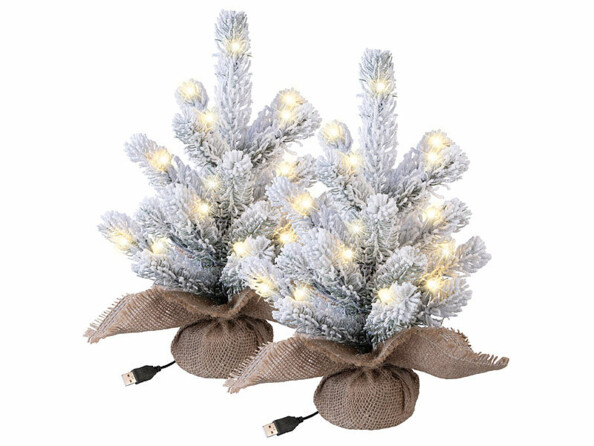 Pack de 2 sapins de Noël USB enneigés artificiels 20 LED de la marque infactory