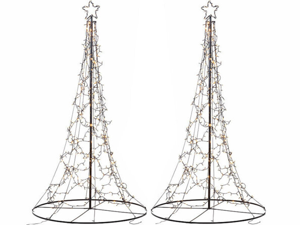 2 sapins structure en métal 250 cm avec étoiles lumineuses