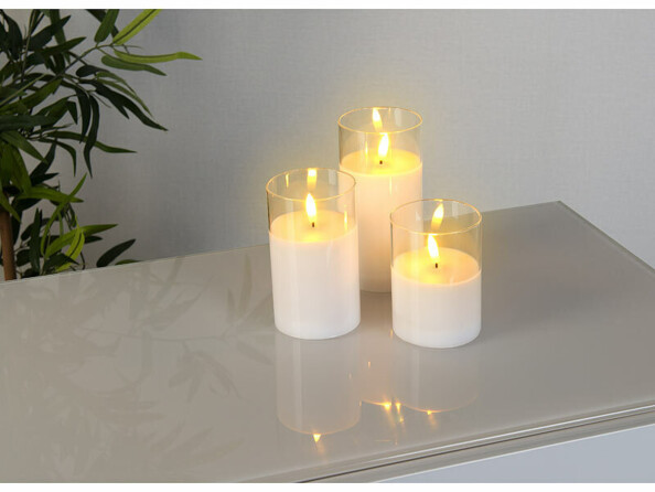3 bougies LED en cires télécommandées