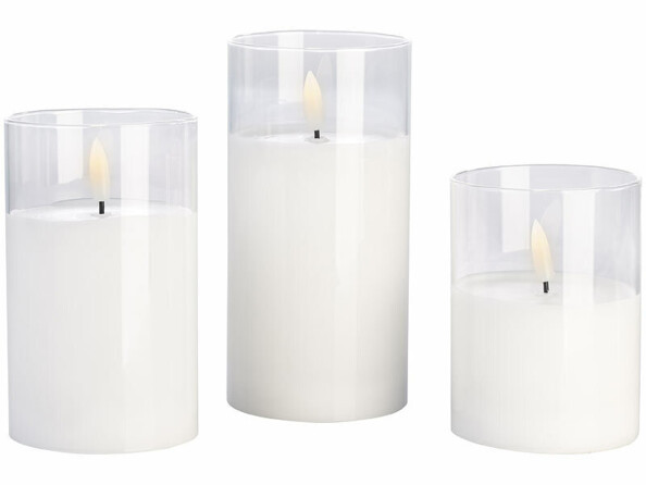 3 bougies LED en cires télécommandées