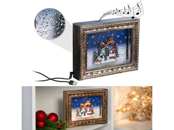 Cadre de Noël "Village de Noël" avec LED, musique et neige de la marque Infactory