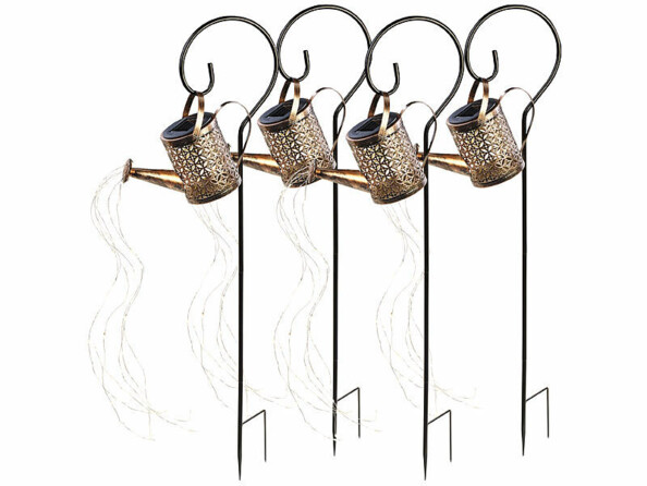 Pack de 4 arrosoirs décoratifs solaires avec piquet (4 pièces) et mode d’emploi en français