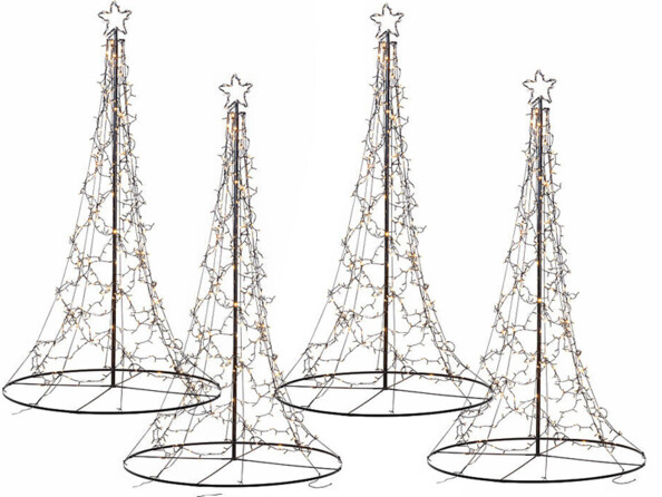 4 sapins structure en métal 250 cm avec étoiles lumineuses