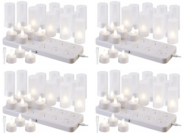 48 bougies chauffe-plat LED rechargeables avec photophores