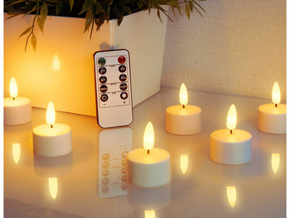 6 bougies chauffe-plat LED effet flamme rechargeables et télécommandées
