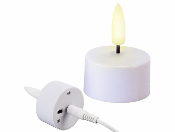 bougie chauffe-plat LED effet flamme rechargeables et télécommandées