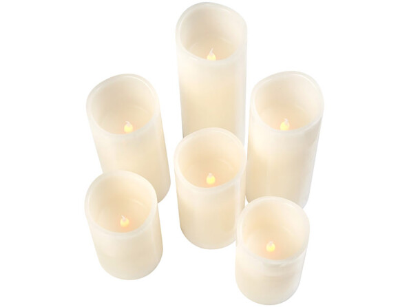 Contrôle simultané des 6 bougies par télécommande : marche/arrêt, variation, sélection du mode et minuterie