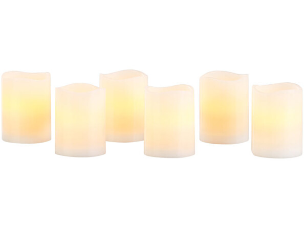 Pack de 6 bougies à LED avec structure en cire véritable.