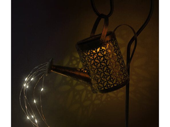 Arrosoir décoratif solaire avec éclairage LED et capteur d'obscurité