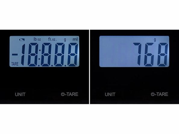 Balance de cuisine connectée avec mesure des calories et valeurs nutritives