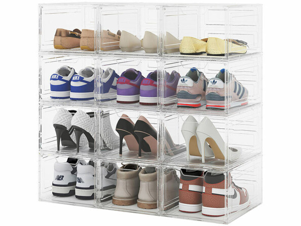 boîte à chaussure empilable avec trappe