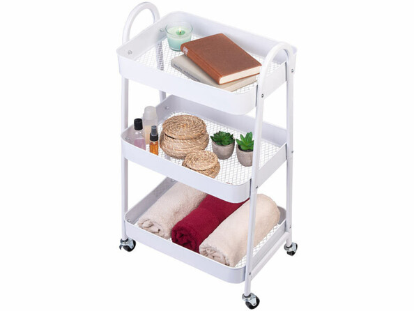 desserte de rangement 3 corbeilles à roulettes