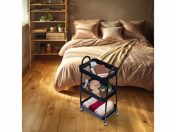 Desserte 3 niveaux à roulettes noire