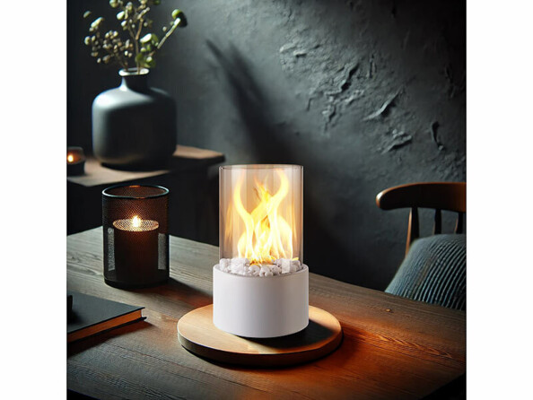 cheminée décorative au bioéthanol cylindrique