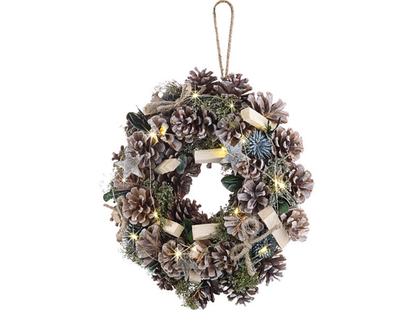 Couronne de Noël lumineuse - Ø 30 cm - Reflets verts