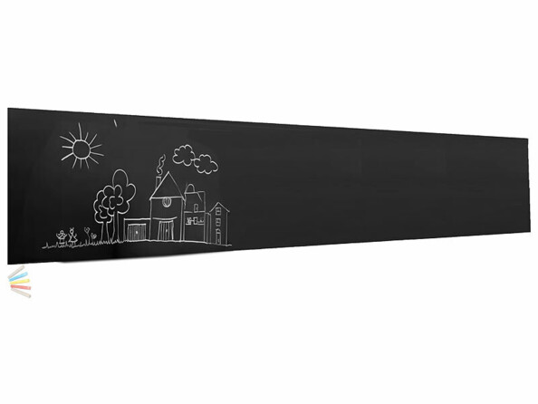 Film tableau noir adhésif 60 x 200 cm avec 5 craies colorées