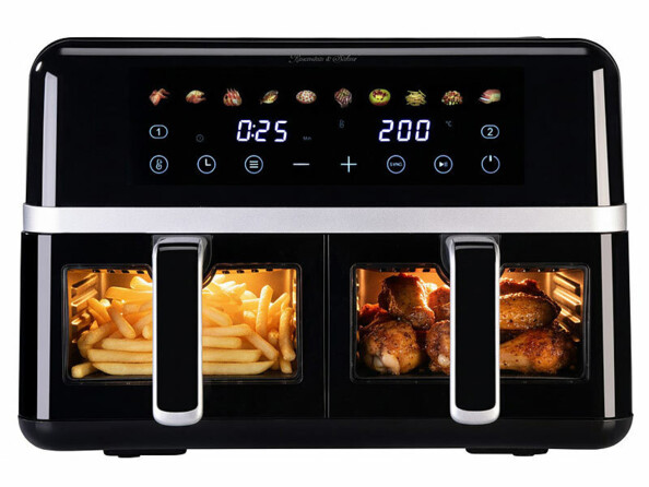 Friteuse à air chaud 9L double tiroir avec fenêtre