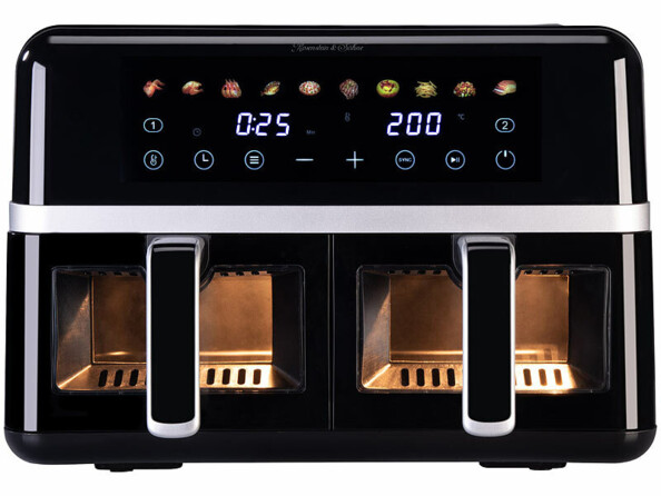 Friteuse à air chaud 9L double tiroir avec fenêtre