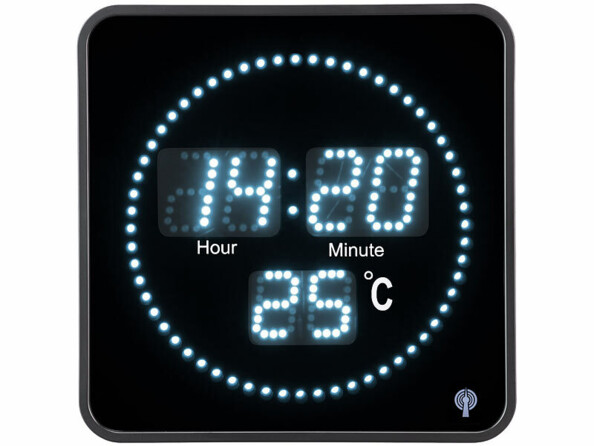 horloge radiopilotée avec thermomètre à LED blanches