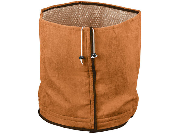 Housse antigel marron pour plantes en pots avec fermetures à scratch et cordelettes