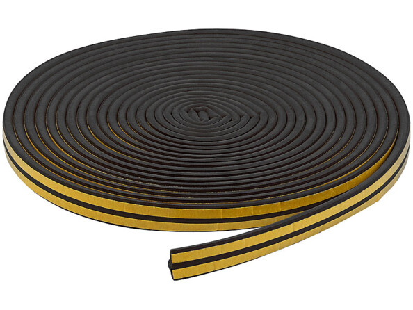 Joint d'isolation adhésif pour portes et fenêtres 16 m noir vue du rouleau