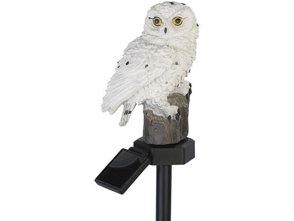 Lampe Hibou solaire avec LED blanc chaud et piquet