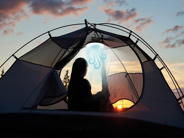 lampe pour tente avec ventilateur et batterie de secours