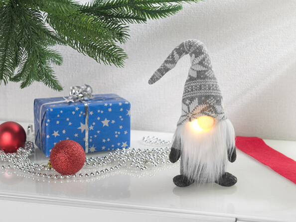 Lutin de Noël décoratif avec nez lumineux