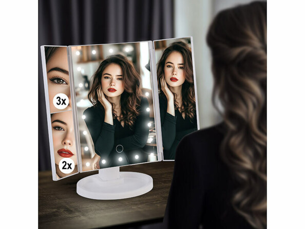 Miroir grossissant lumineux à 3 faces