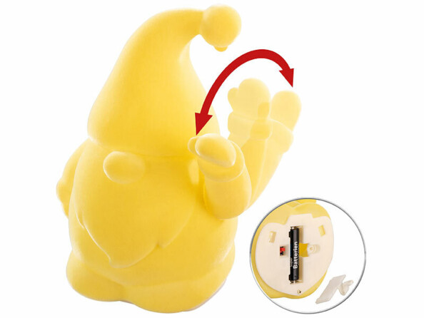 Nain de jardin avec bras mobile à pile - coloris jaune