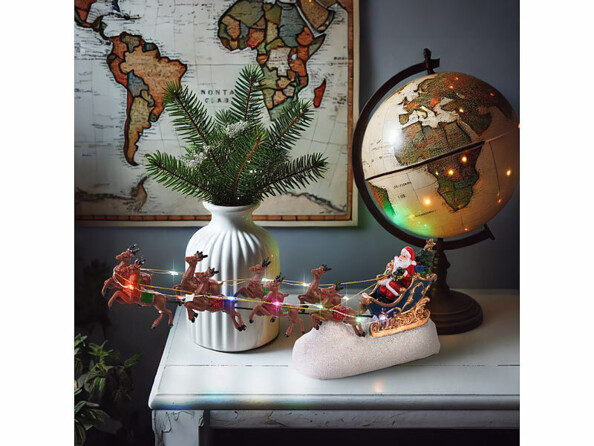 déco de noël traineau lumineux et rennes à LED