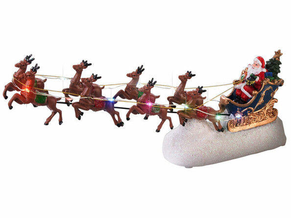 décoration Père Noël et son traîneau avec 13 LED multicolores