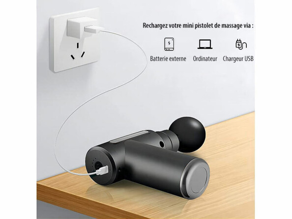 Pistolet de massage compact avec 4 embouts