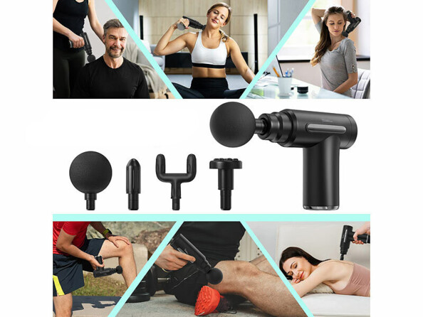Pistolet de massage compact avec 4 embouts