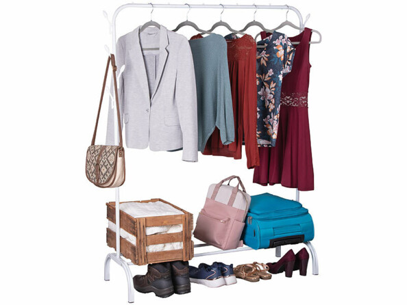 Portant à vêtements simple avec 8 crochets coloris blanc