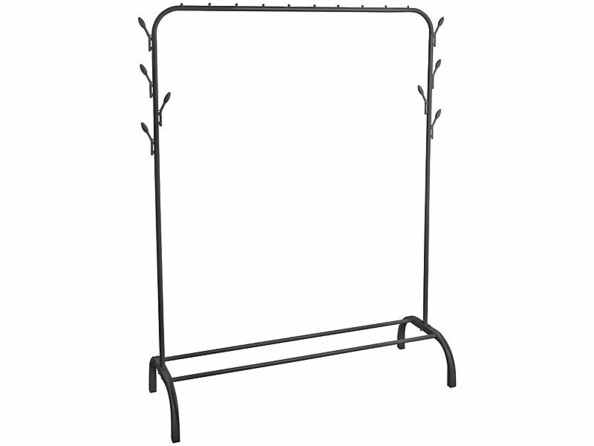 Portant dressing vêtements simple barre 8 crochets coloris noir